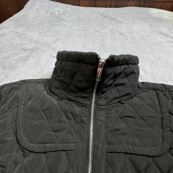 London Fog Women's Quilted Jacket Size Large Olive Green Full Zip High Collar‎ - Picture 3 of 15